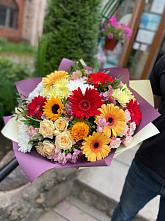 Букет цветов из:  Герберы, Ромашки, Хризантемы, Розы и Подсолнухи #REPLACE_PRED# совхозе им. Ленина
