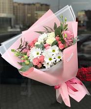 Букет цветов из:  Розы, Лизиантусы и Хризантемы #REPLACE_PRED# совхозе им. Ленина